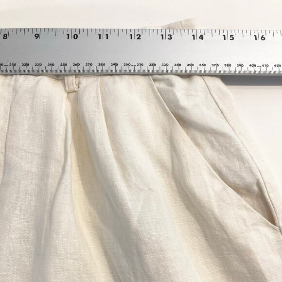 NWOT DISSH Shorts Women AUS-10 US~6~8 Waist 28”Linen Ivory Pleated Faux-Pockets - Picture 10 of 14